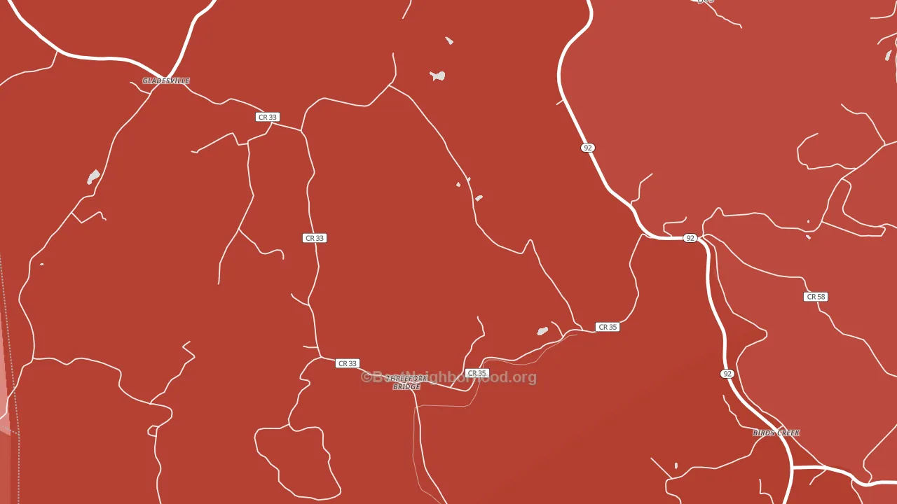 Threefork Bridge, WV block-group political-lean map