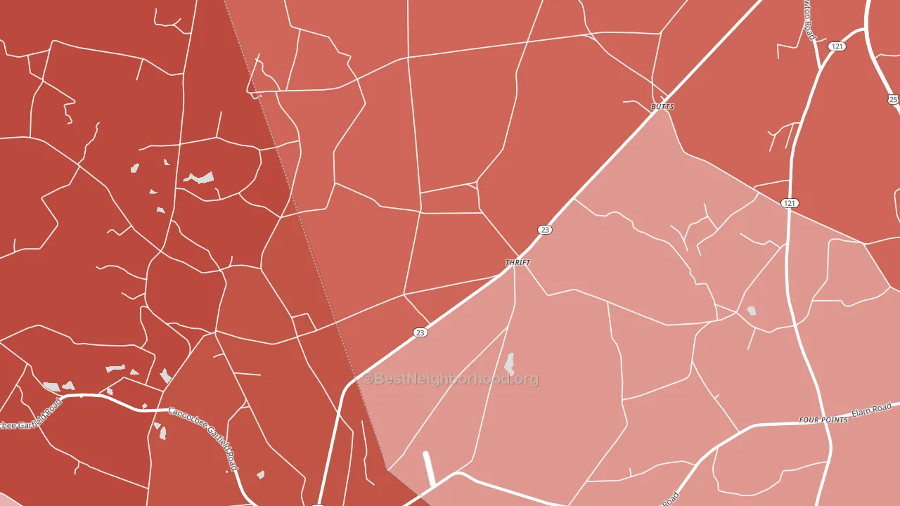 Thrift, GA block-group political-lean map