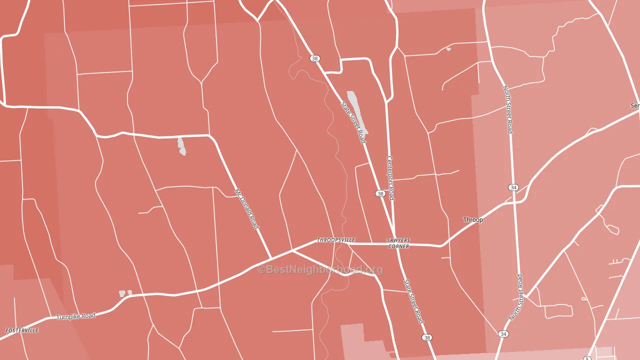Throopsville, NY block-group political-lean map