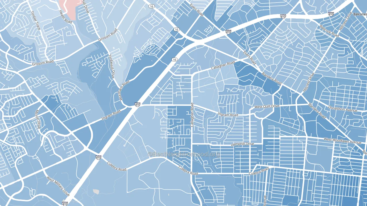 Thunderbird Hills, San Antonio, TX block-group political-lean map
