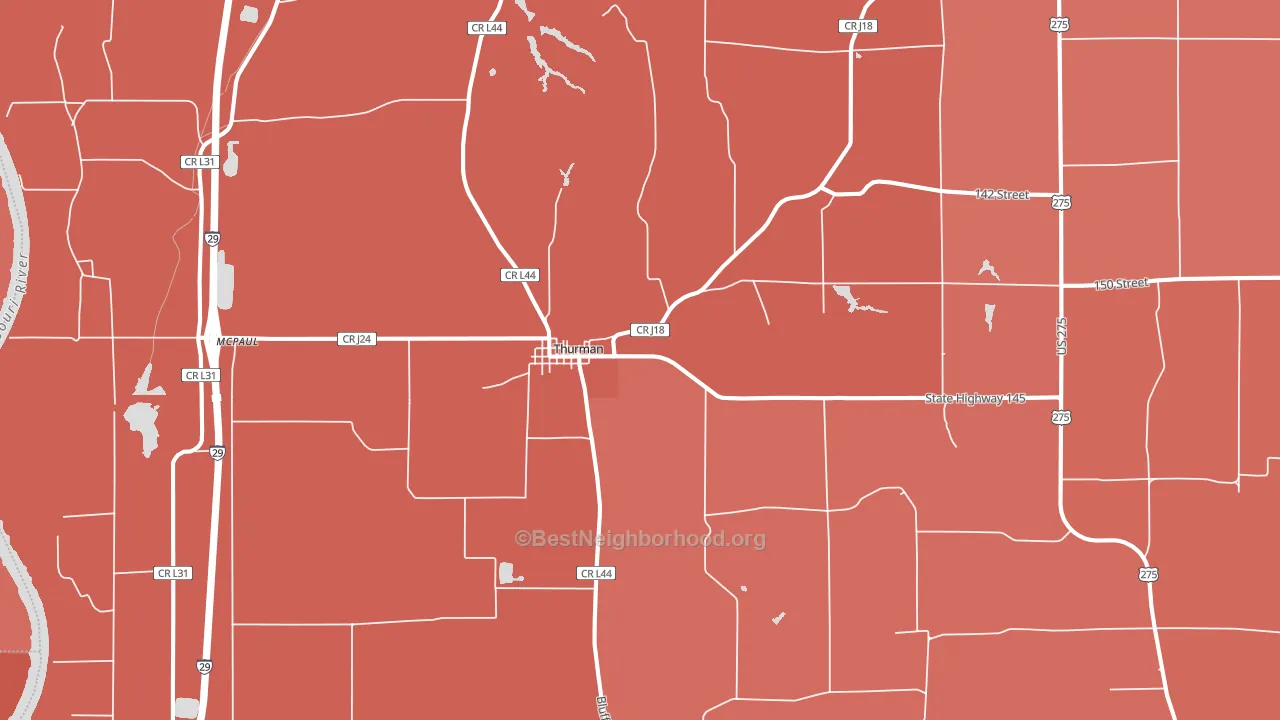 Thurman, IA block-group political-lean map