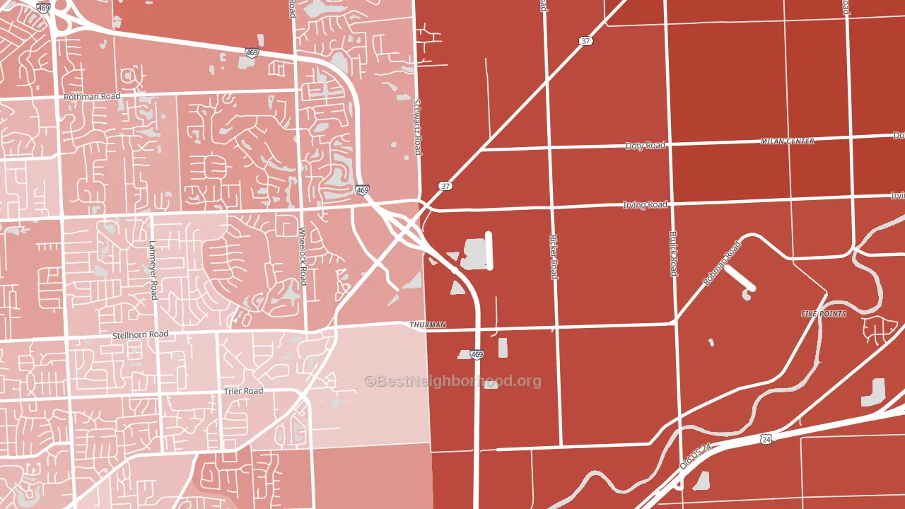Thurman, IN block-group political-lean map