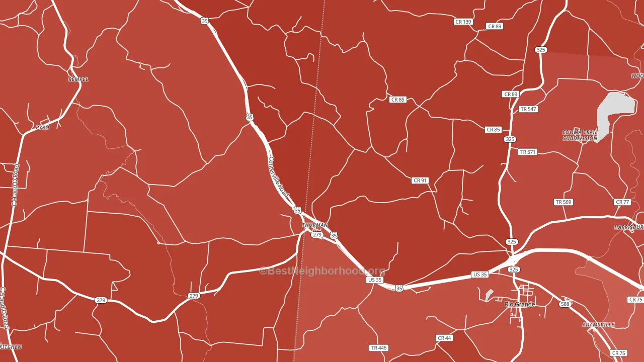Thurman, OH block-group political-lean map