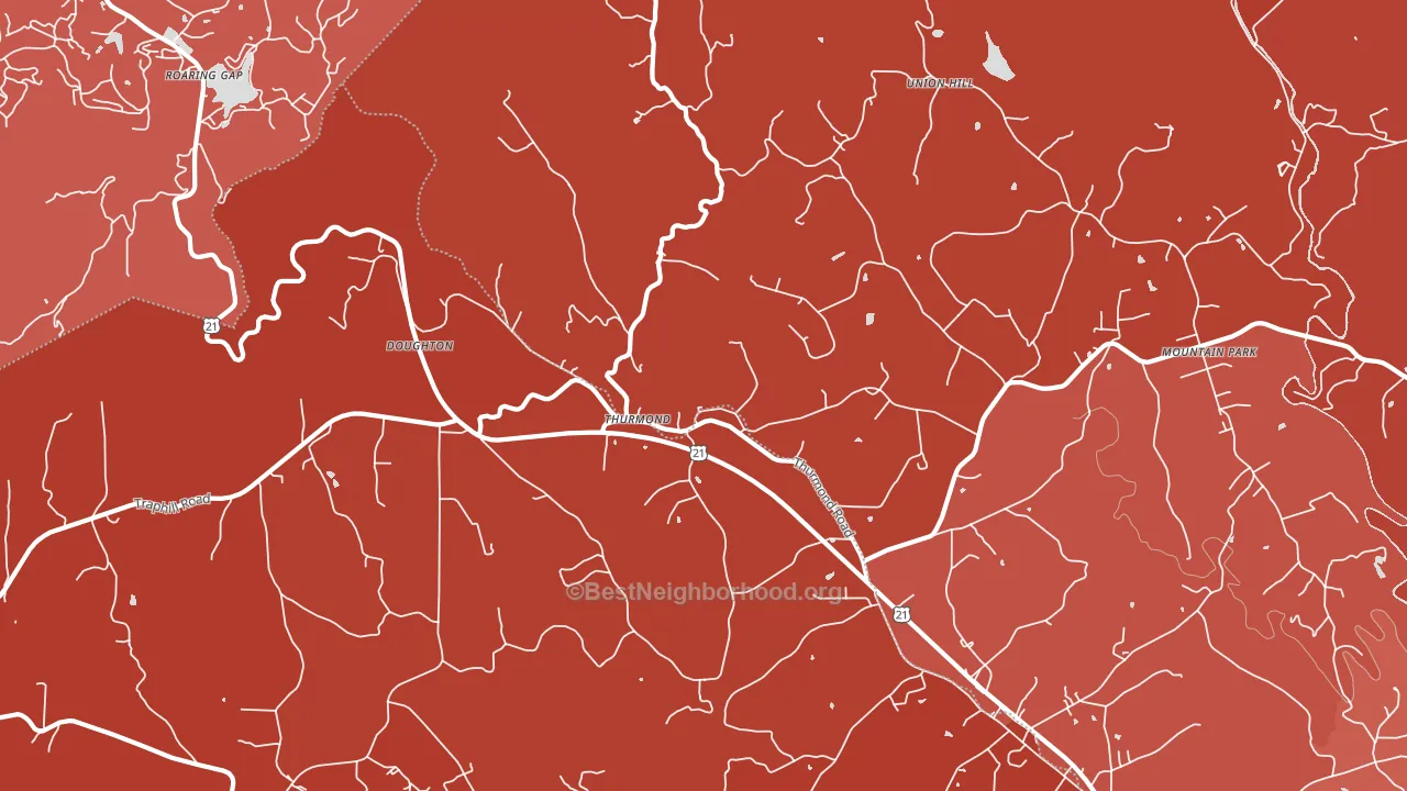Thurmond, NC block-group political-lean map