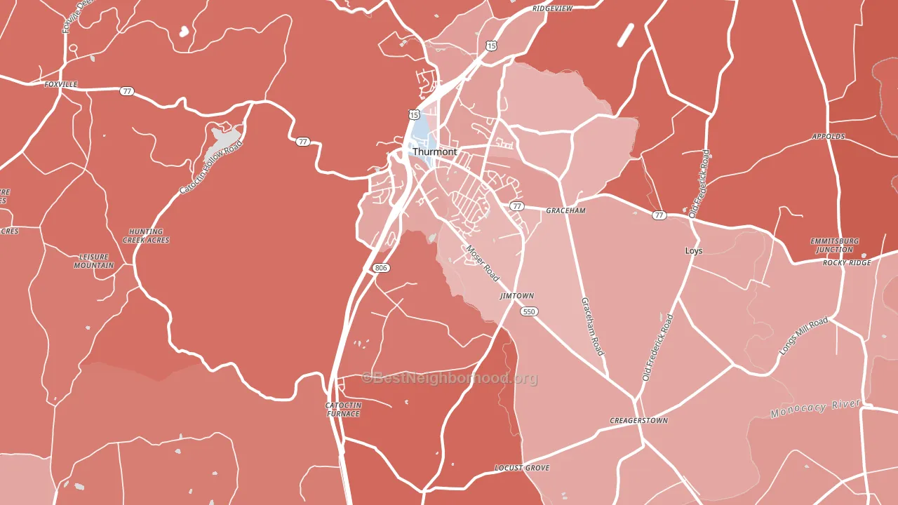 Thurmont, MD block-group political-lean map