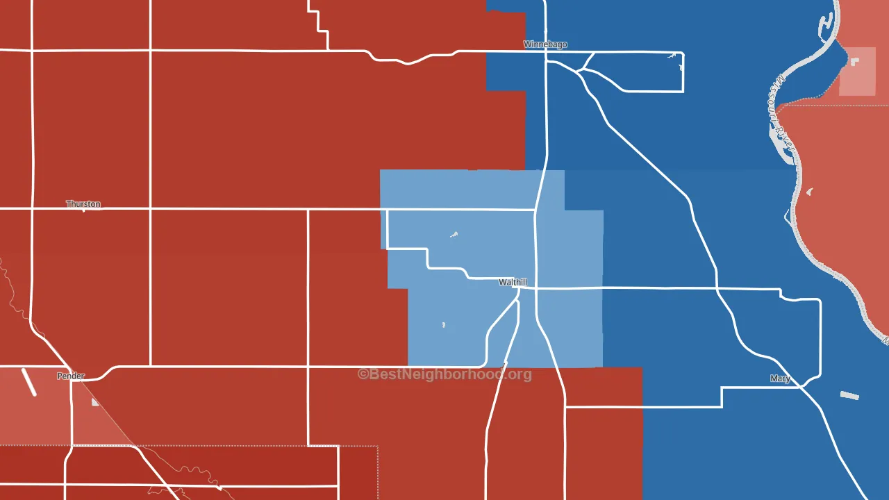 Thurston County, NE block-group political-lean map