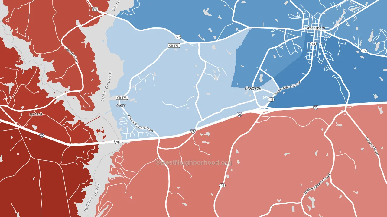 Thurston, GA block-group political-lean map