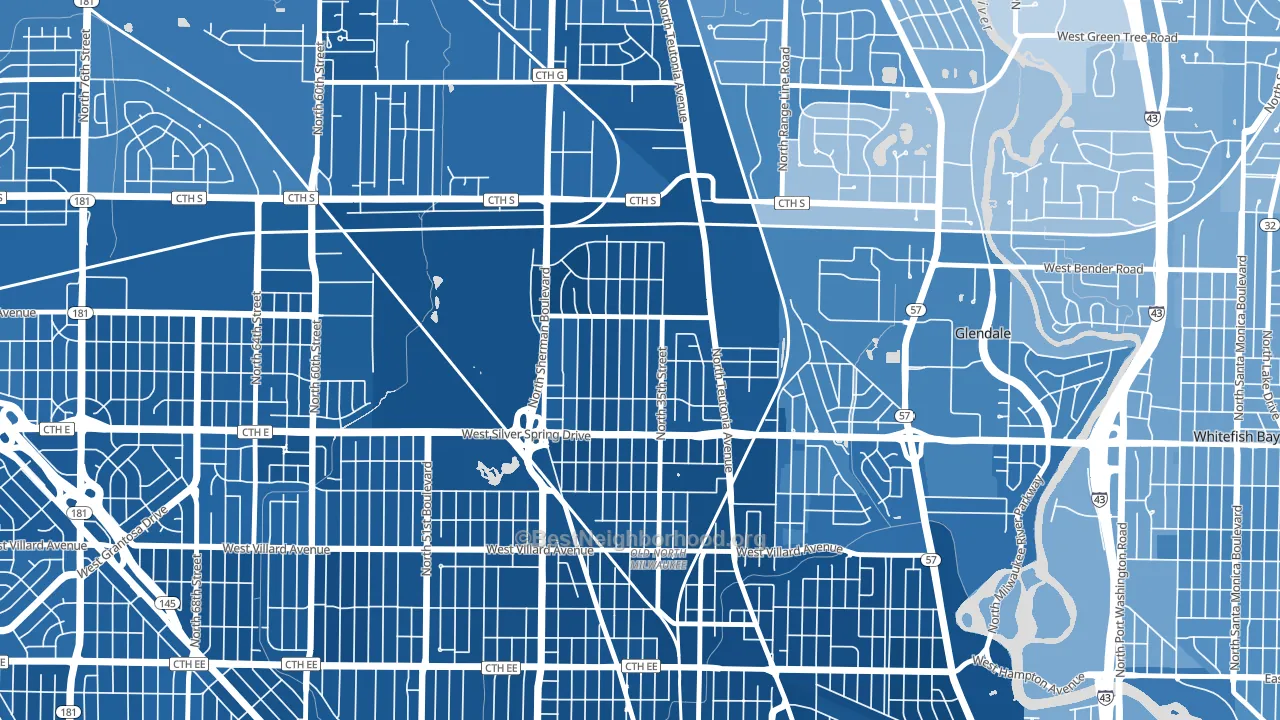 Thurston Woods, Milwaukee, WI block-group political-lean map