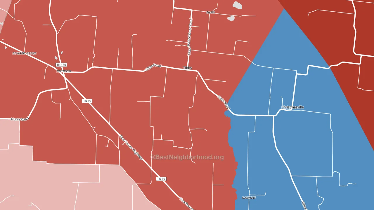 Tibbs, TN block-group political-lean map