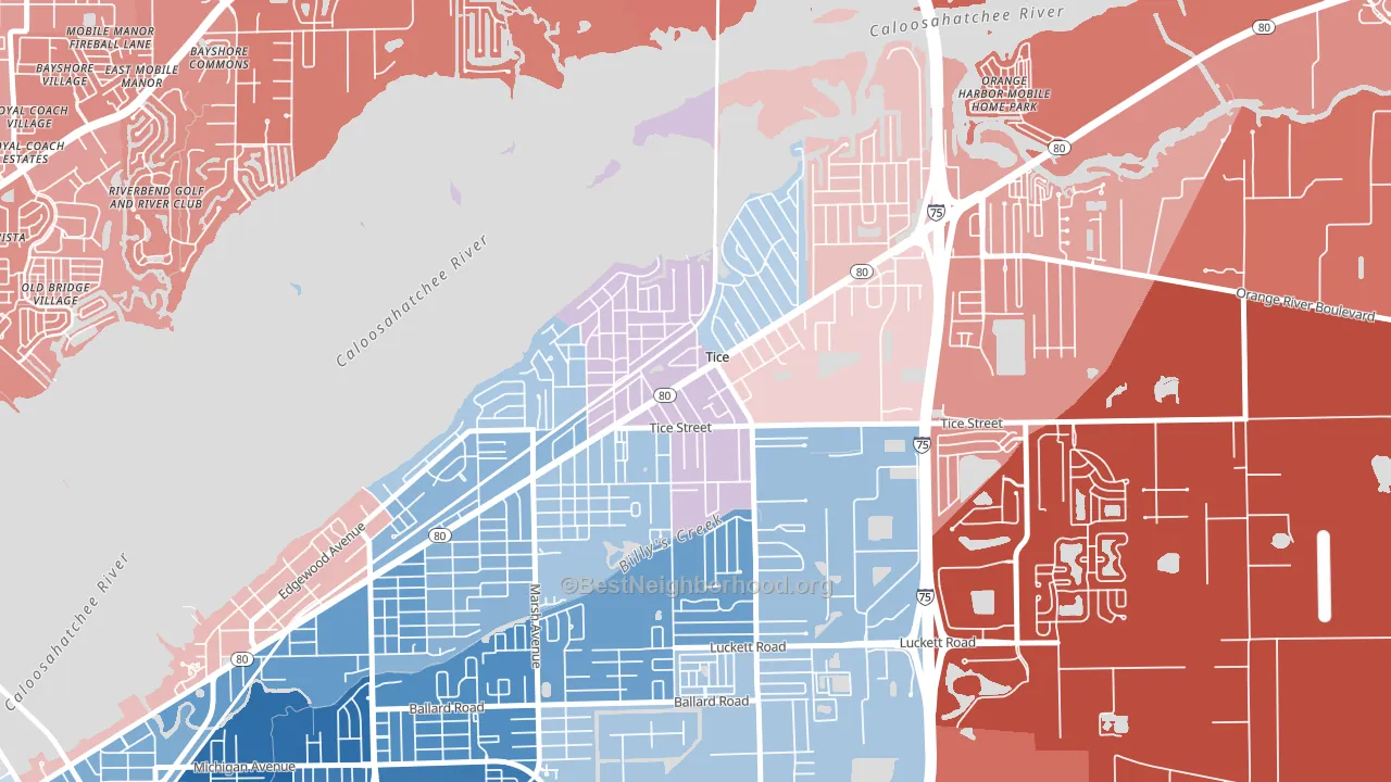 Tice, Fort Myers, FL block-group political-lean map