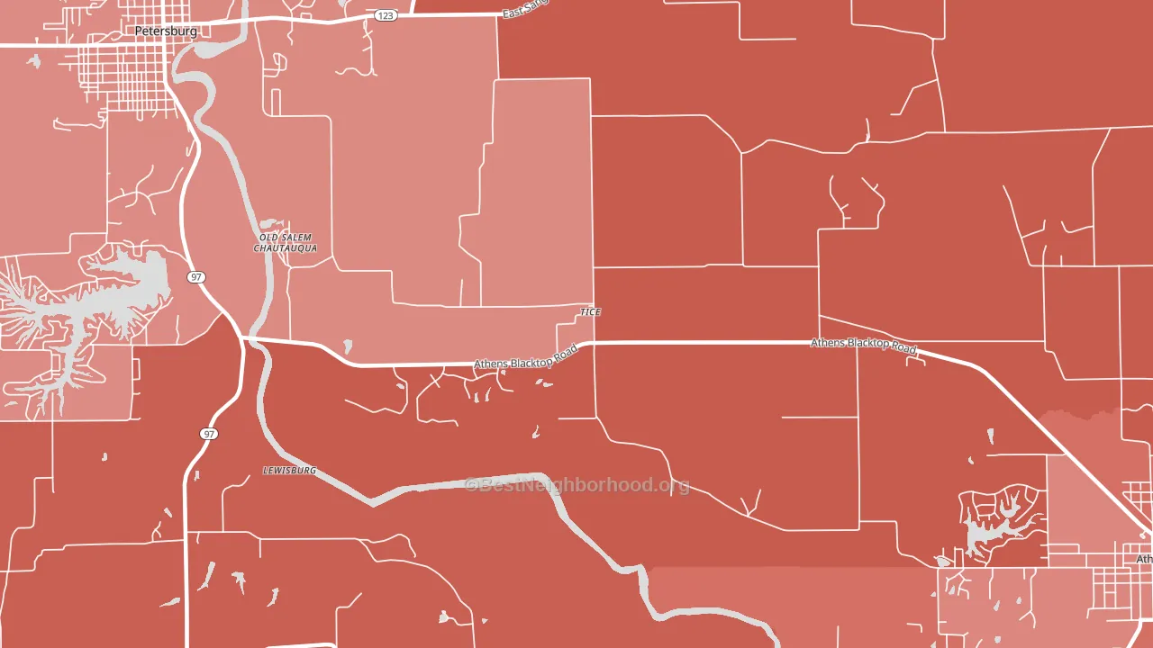 Tice, IL block-group political-lean map