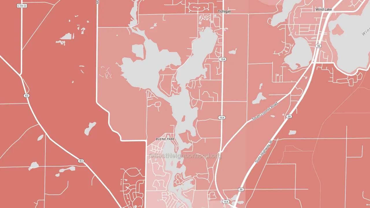 Tichigan, WI block-group political-lean map