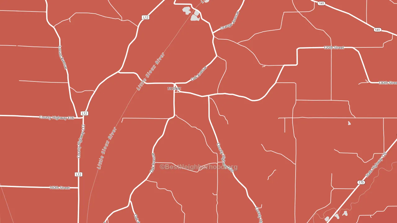 Ticonic, IA block-group political-lean map