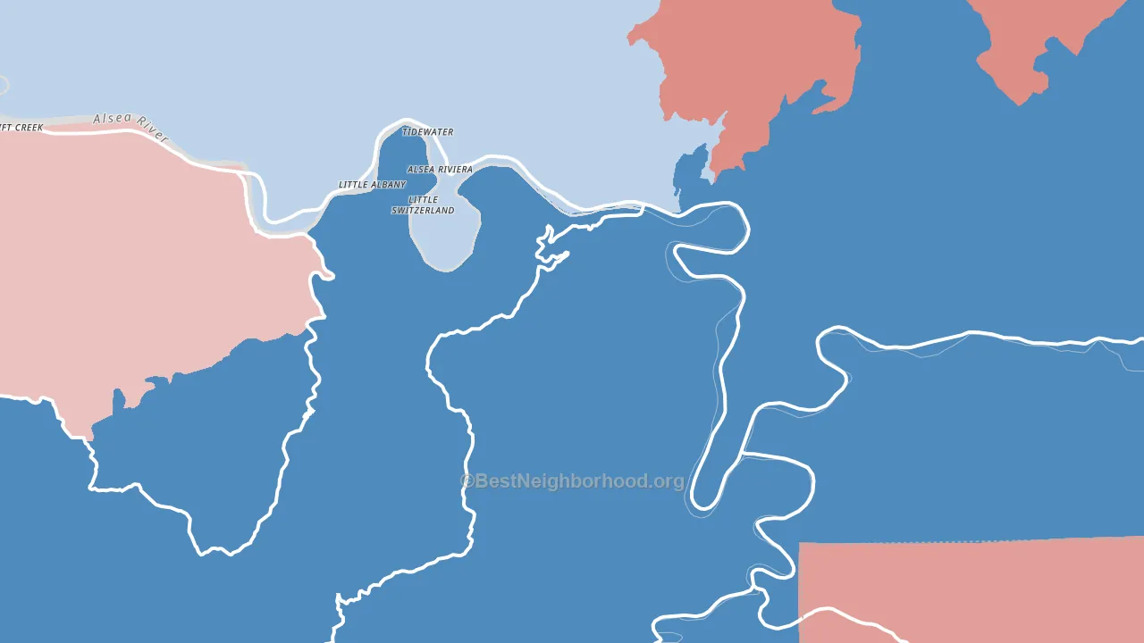 Tidewater, OR block-group political-lean map