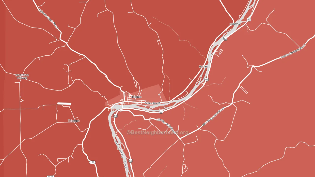 Tidioute, PA block-group political-lean map