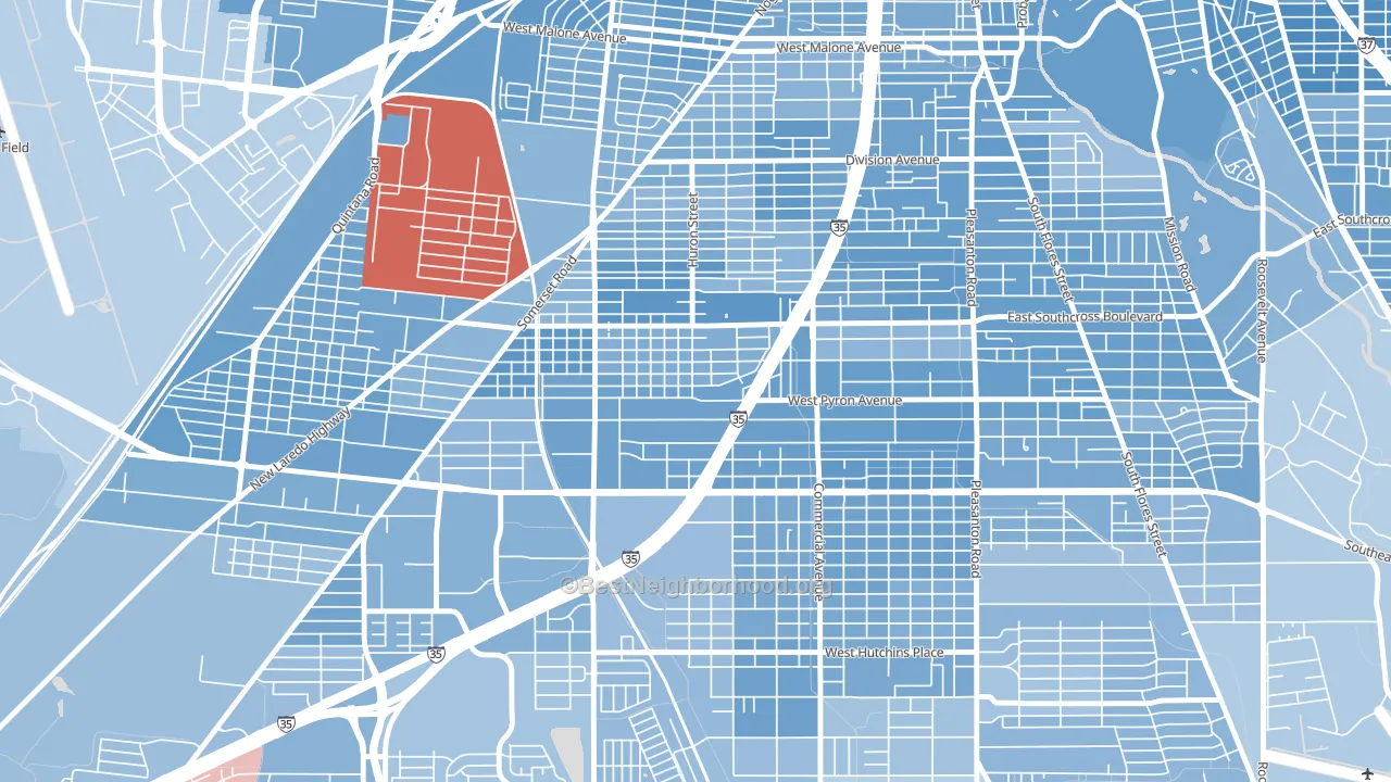 Tierra Linda, San Antonio, TX block-group political-lean map
