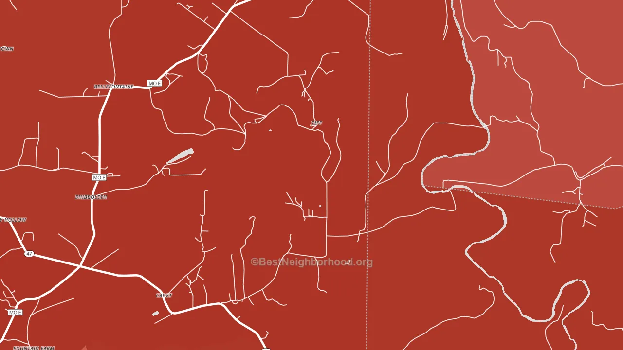 Tiff, MO block-group political-lean map