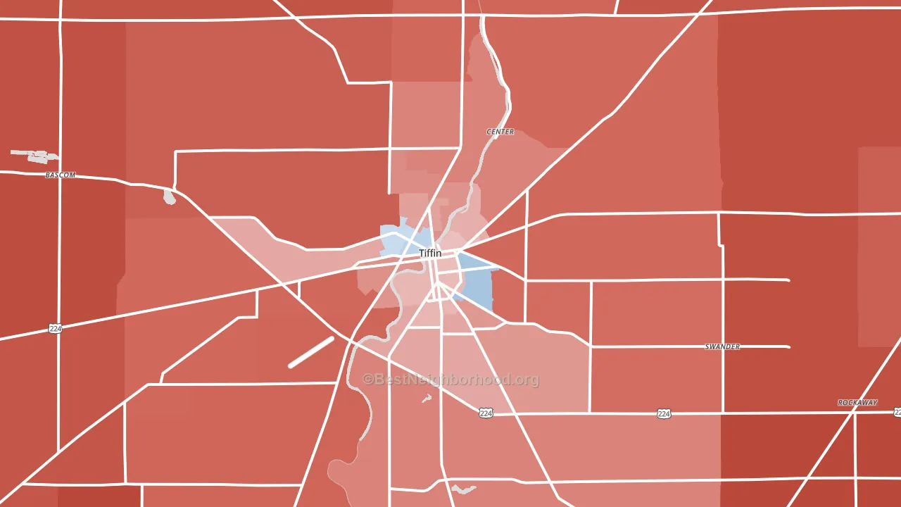 Tiffin, OH block-group political-lean map