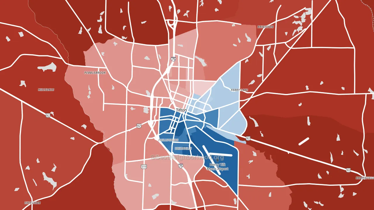 Tifton, GA block-group political-lean map