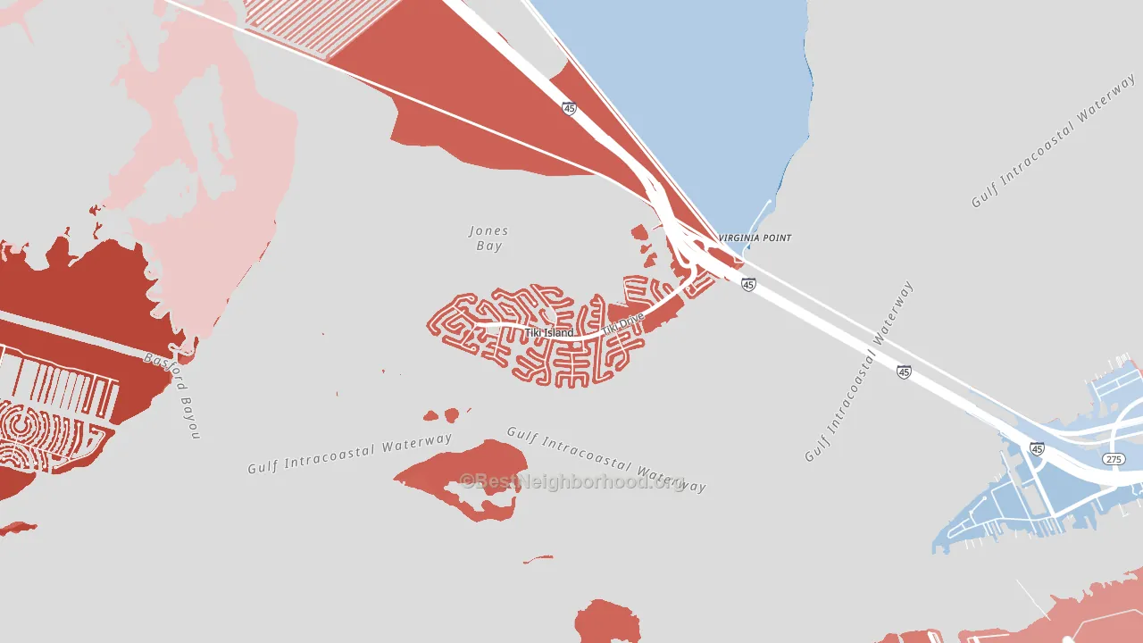 Tiki Island, TX block-group political-lean map