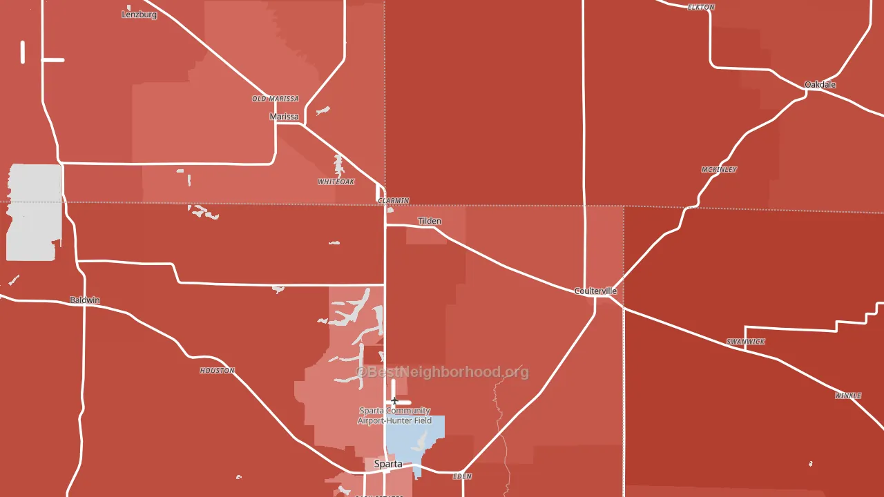 Tilden, IL block-group political-lean map