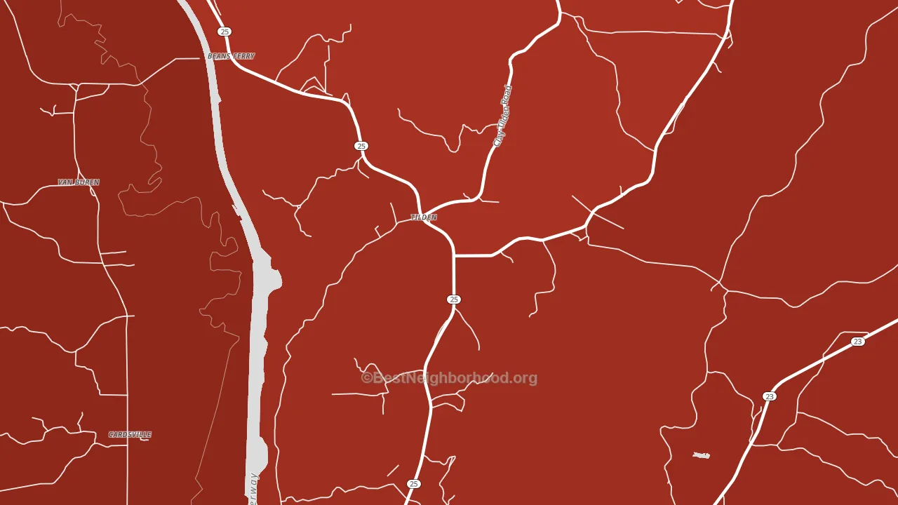 Tilden, MS block-group political-lean map