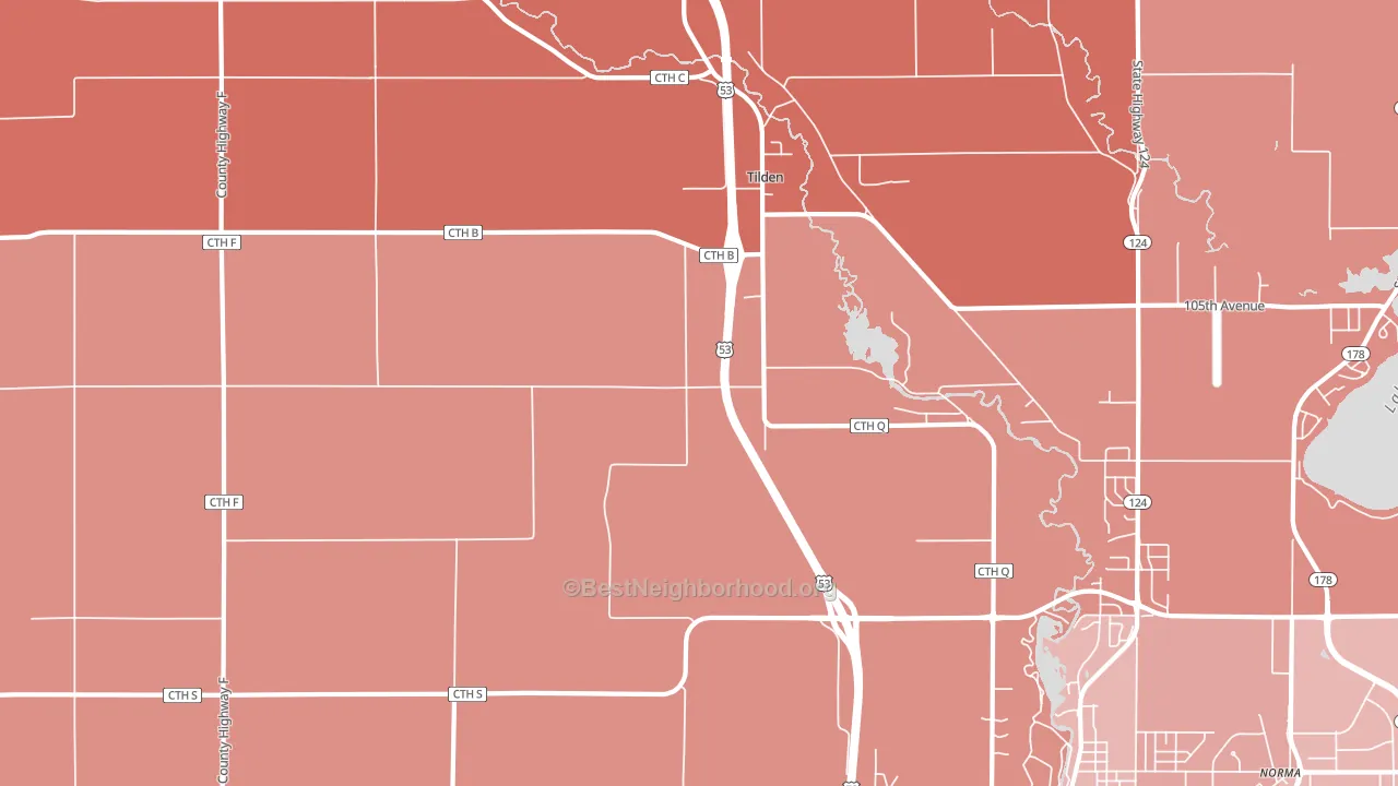 Tilden, WI block-group political-lean map