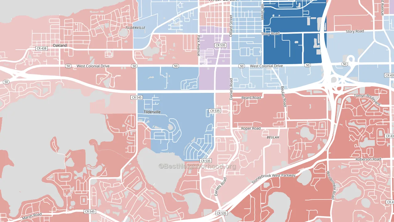 Tildenville, FL block-group political-lean map