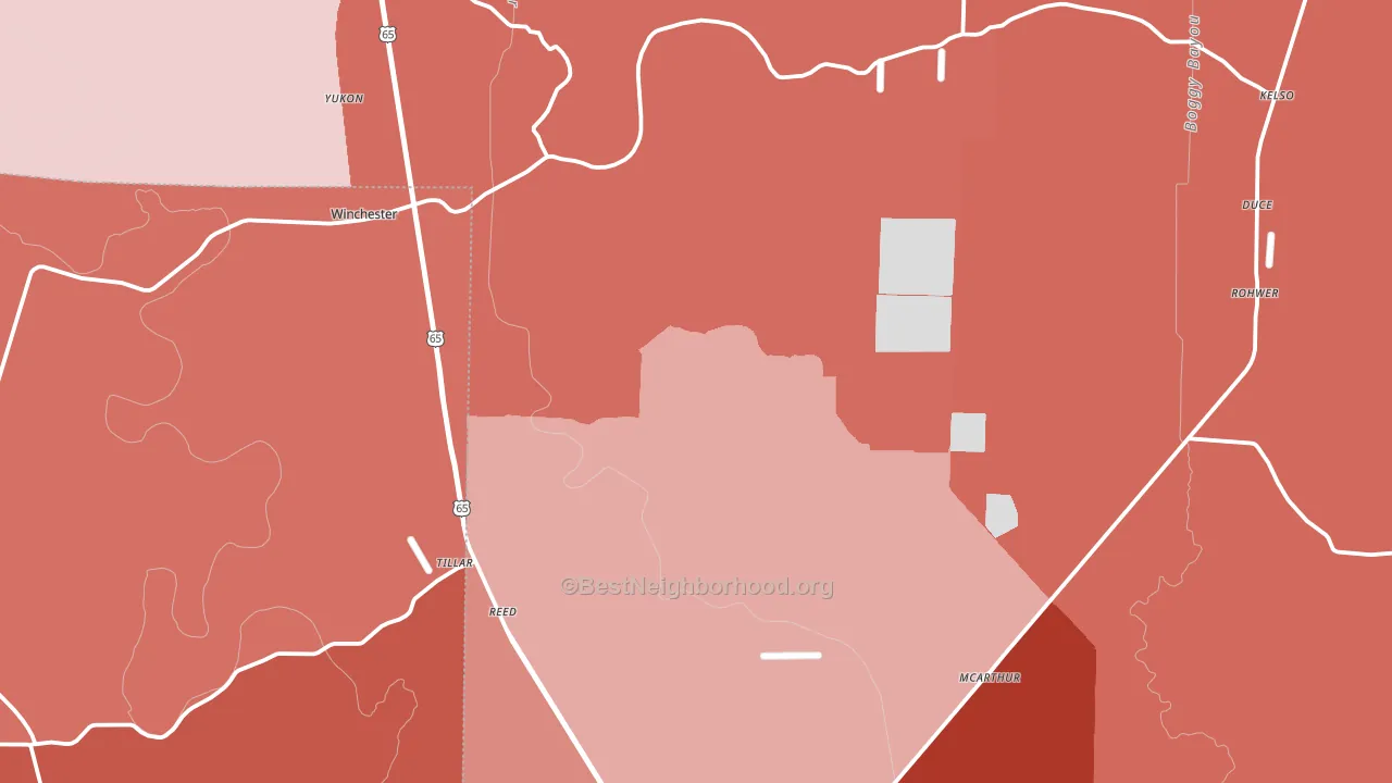 Tillar, AR block-group political-lean map