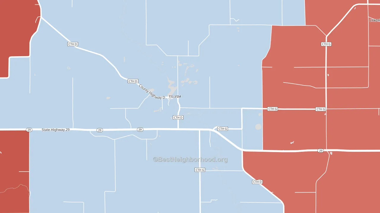 Tilleda, WI block-group political-lean map