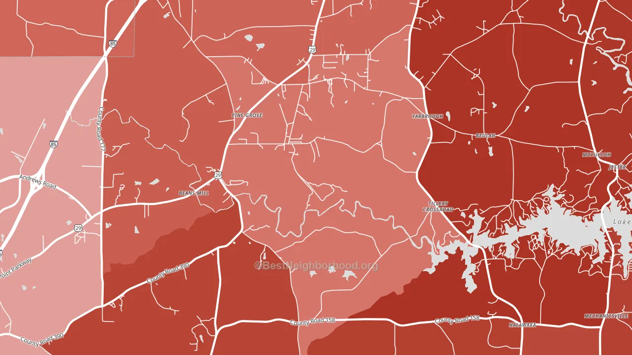 Tillery Crossroads, AL block-group political-lean map