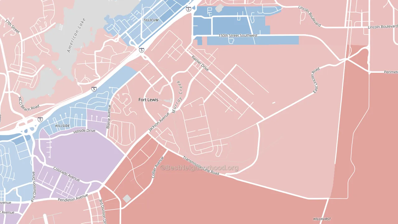 Tillicum, WA block-group political-lean map