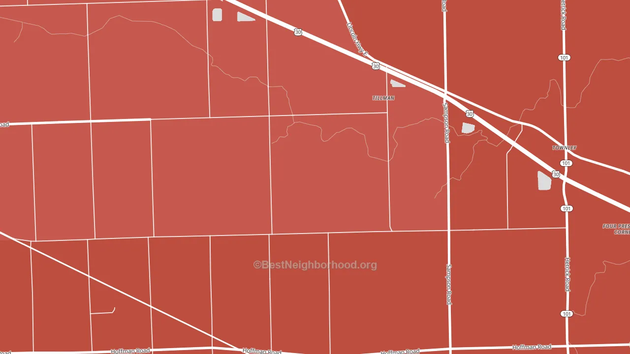 Tillman, IN block-group political-lean map
