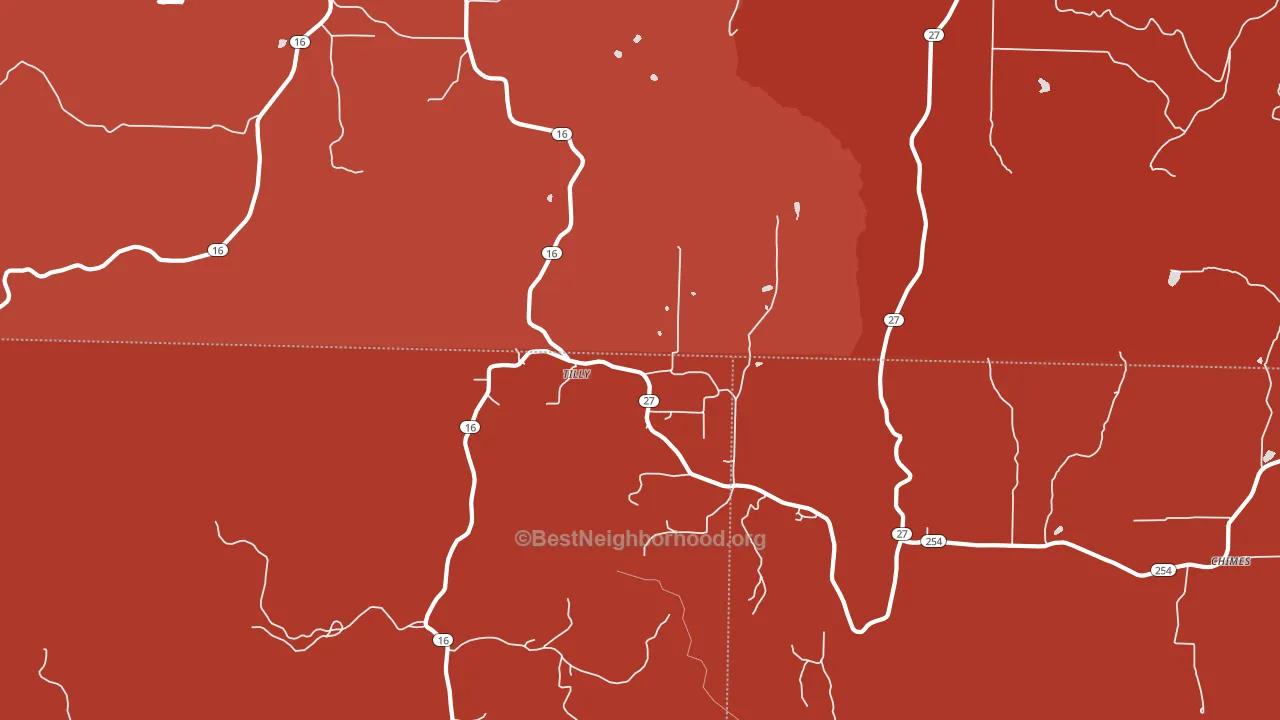 Tilly, AR block-group political-lean map