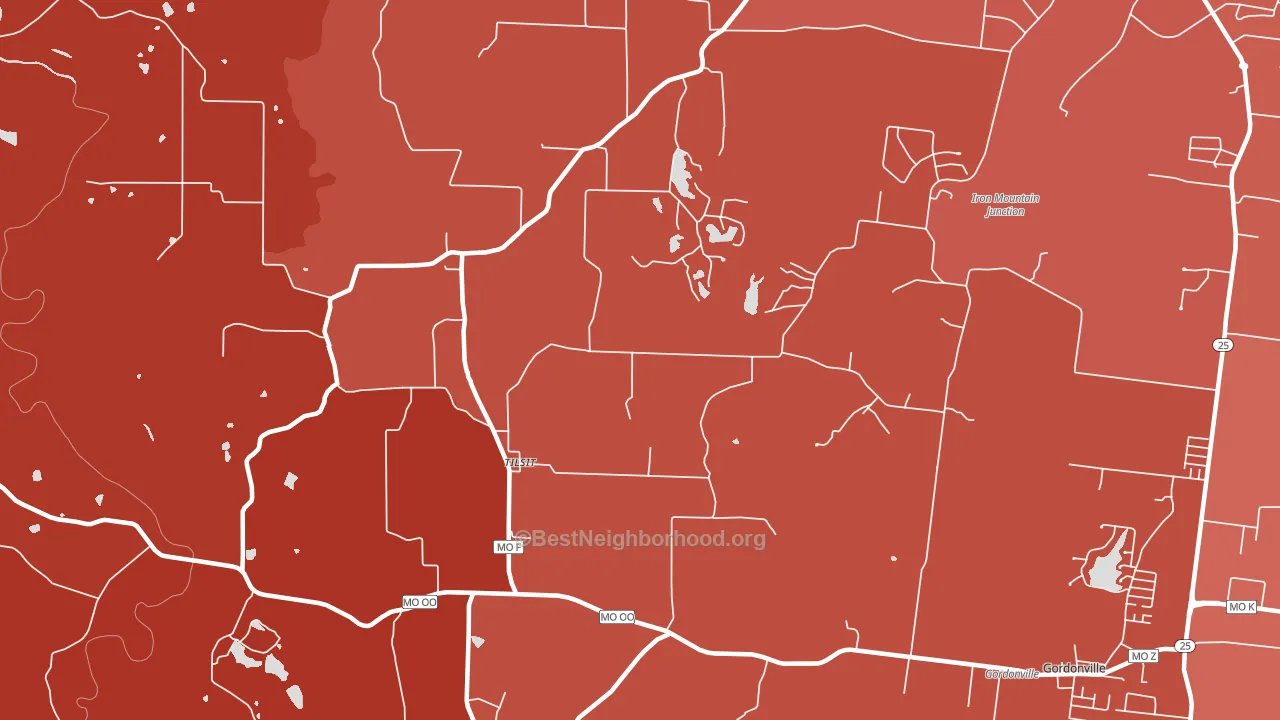 Tilsit, MO block-group political-lean map