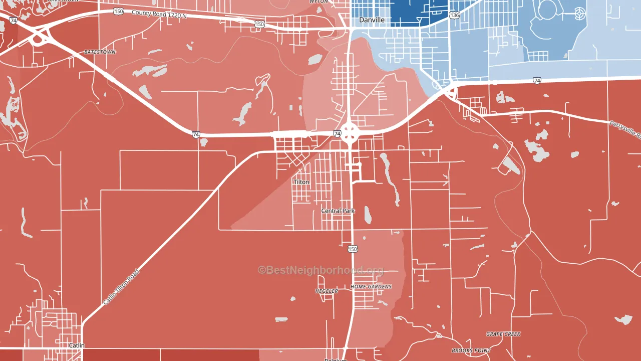 Tilton, IL block-group political-lean map