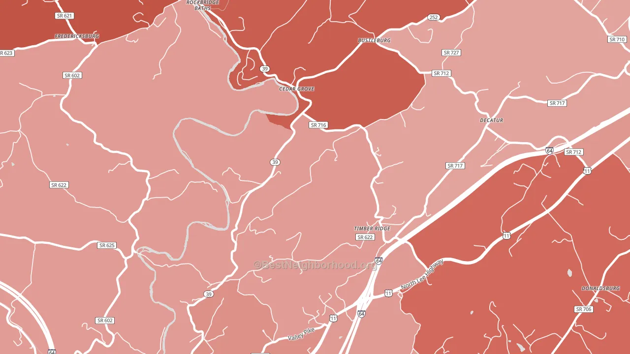 Timber Ridge, VA block-group political-lean map