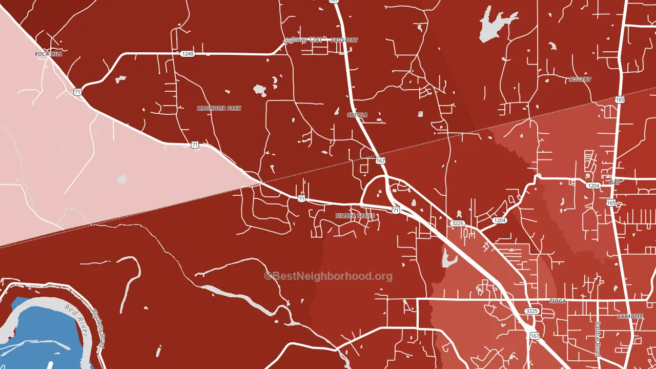 Timber Trails, LA block-group political-lean map