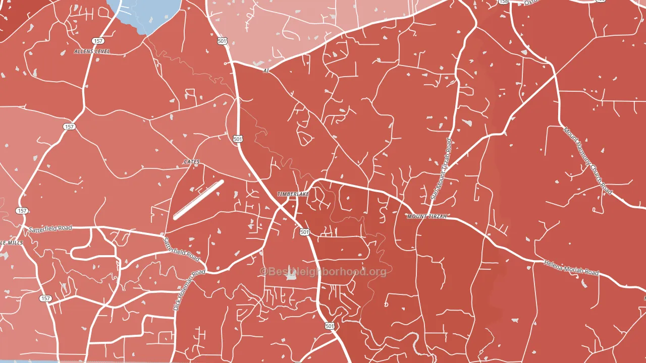Timberlake, NC block-group political-lean map