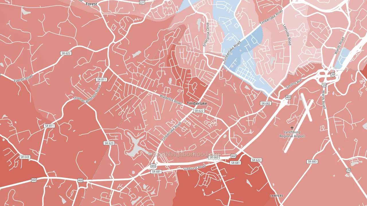 Timberlake, VA block-group political-lean map