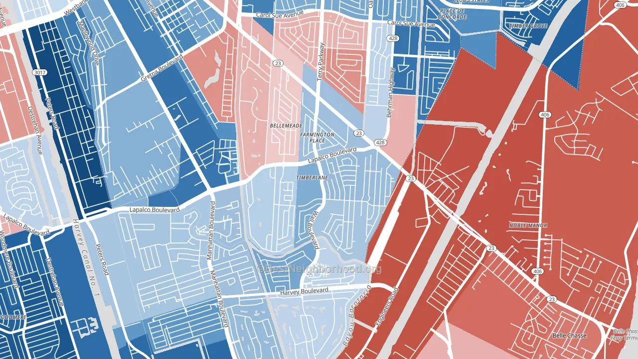 Timberlane, LA block-group political-lean map