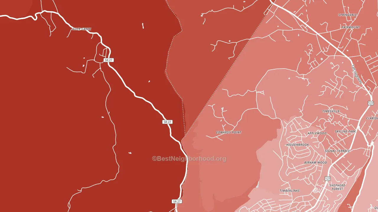 Timberlinks, TN block-group political-lean map