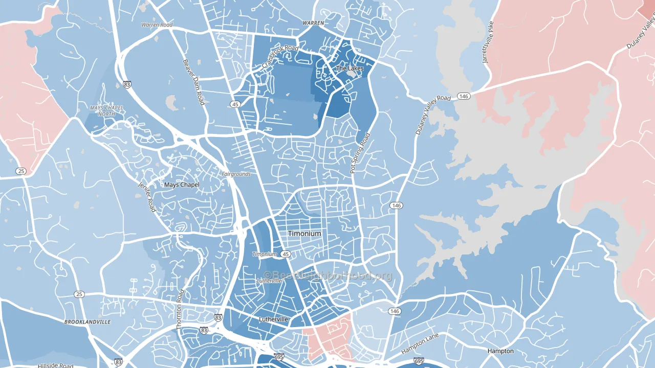 Timonium, MD block-group political-lean map