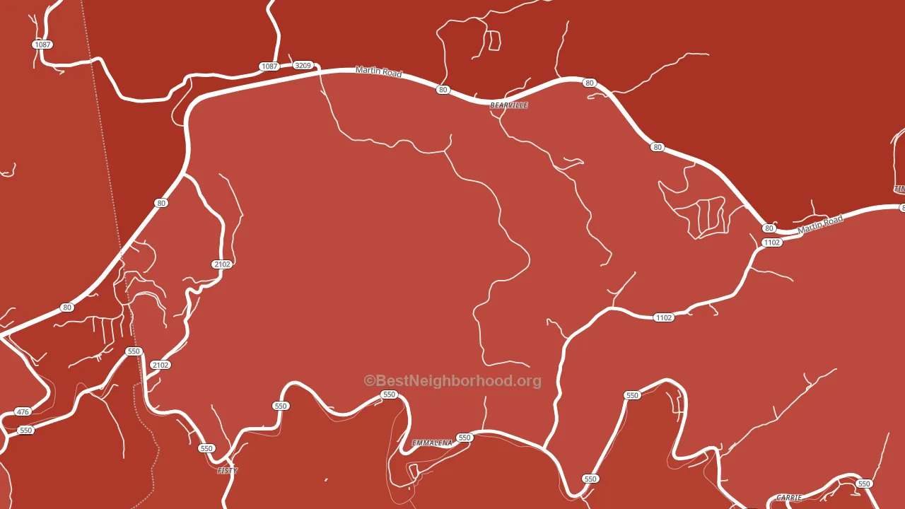 Tina, KY block-group political-lean map