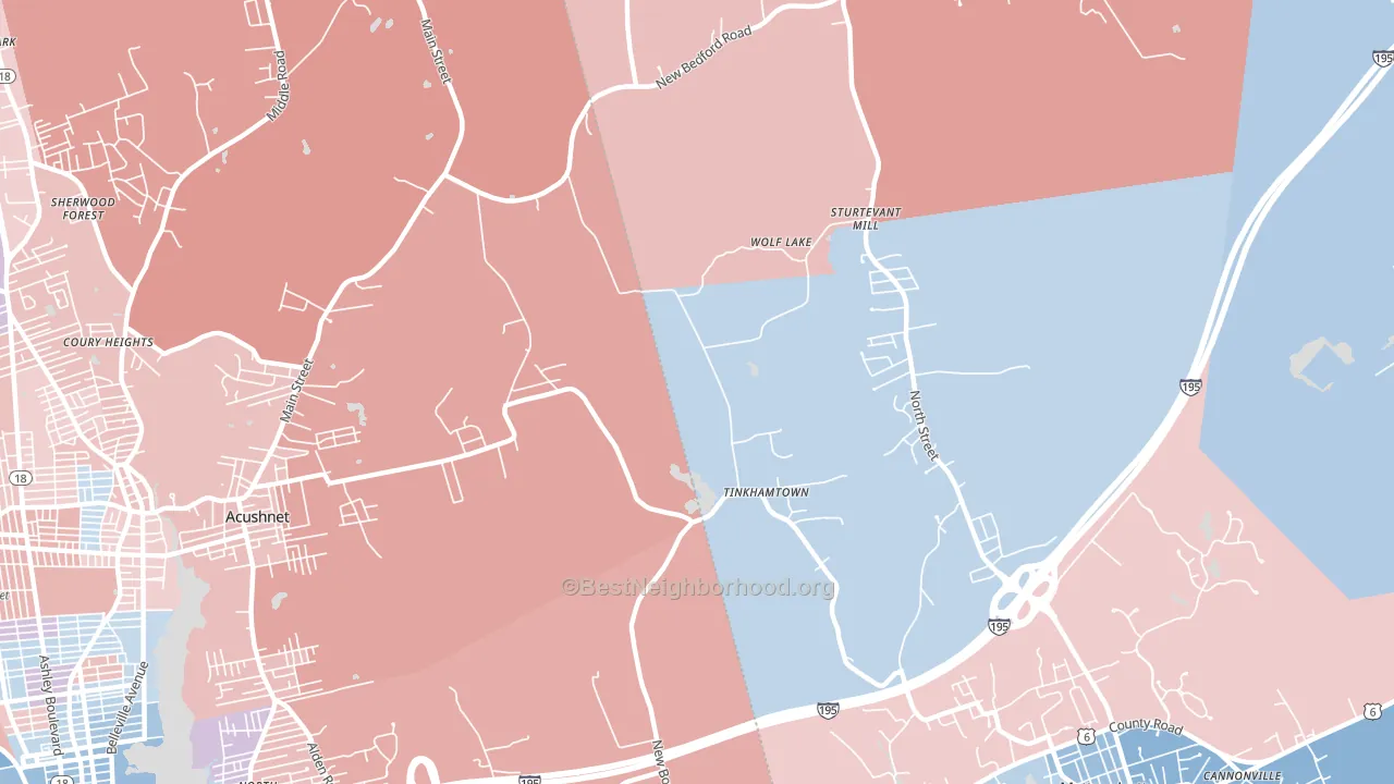 Tinkhamtown, MA block-group political-lean map