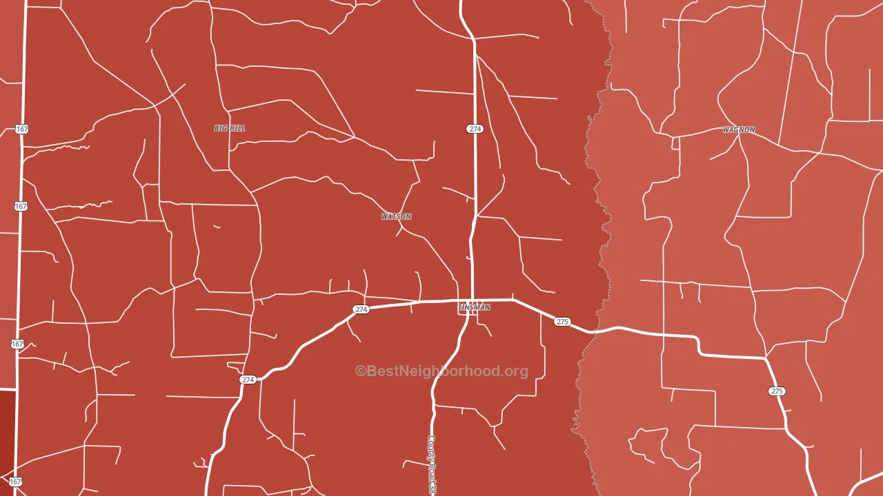 Tinsman, AR block-group political-lean map