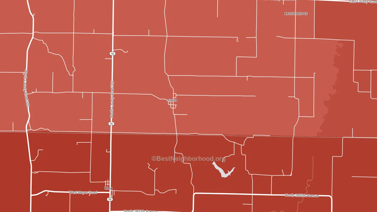 Tioga, IL block-group political-lean map