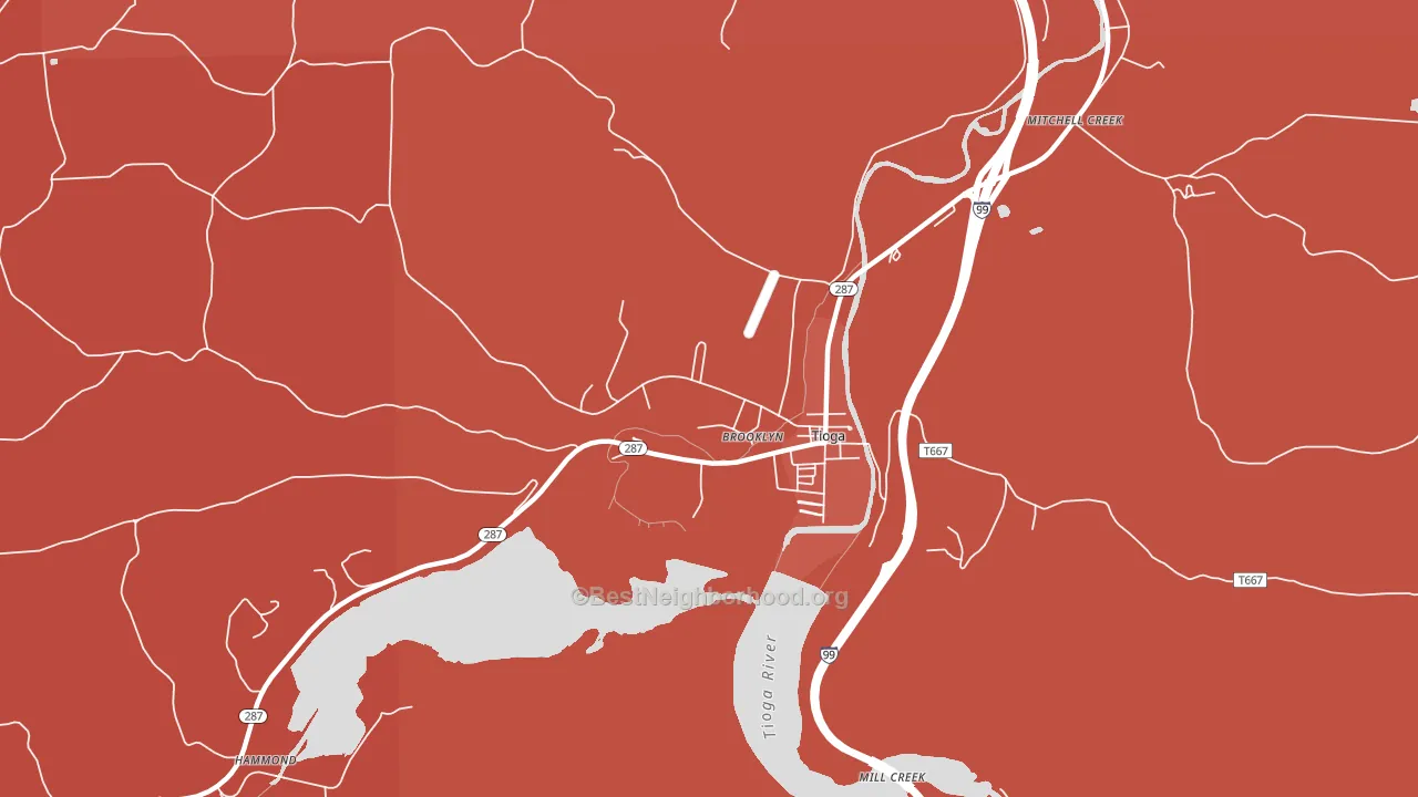 Tioga Junction, PA block-group political-lean map