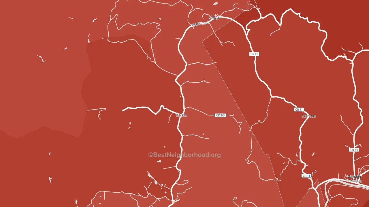 Tioga, WV block-group political-lean map