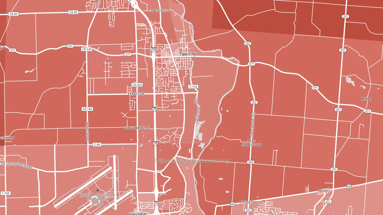 Tipp City, OH block-group political-lean map